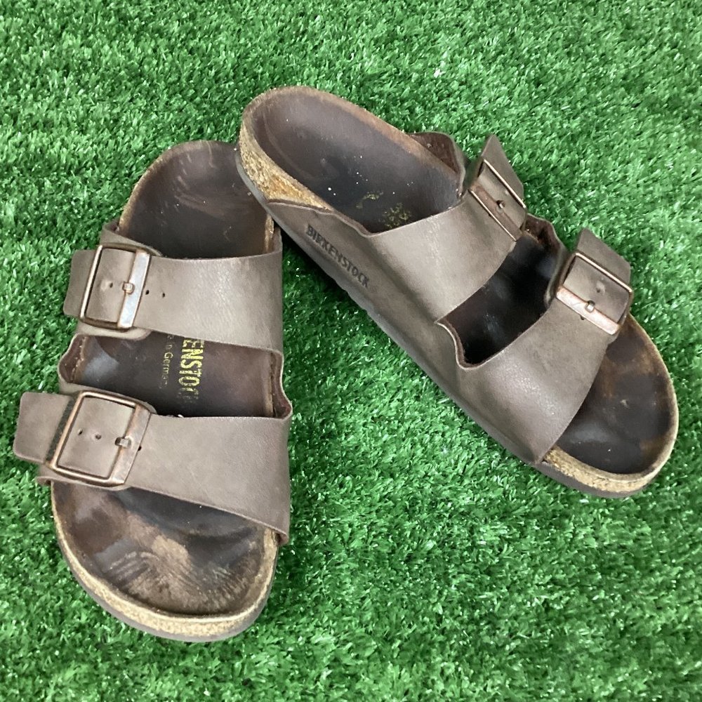 Birkenstock Men's Arizona Brown Leather Two-Strap Sandals